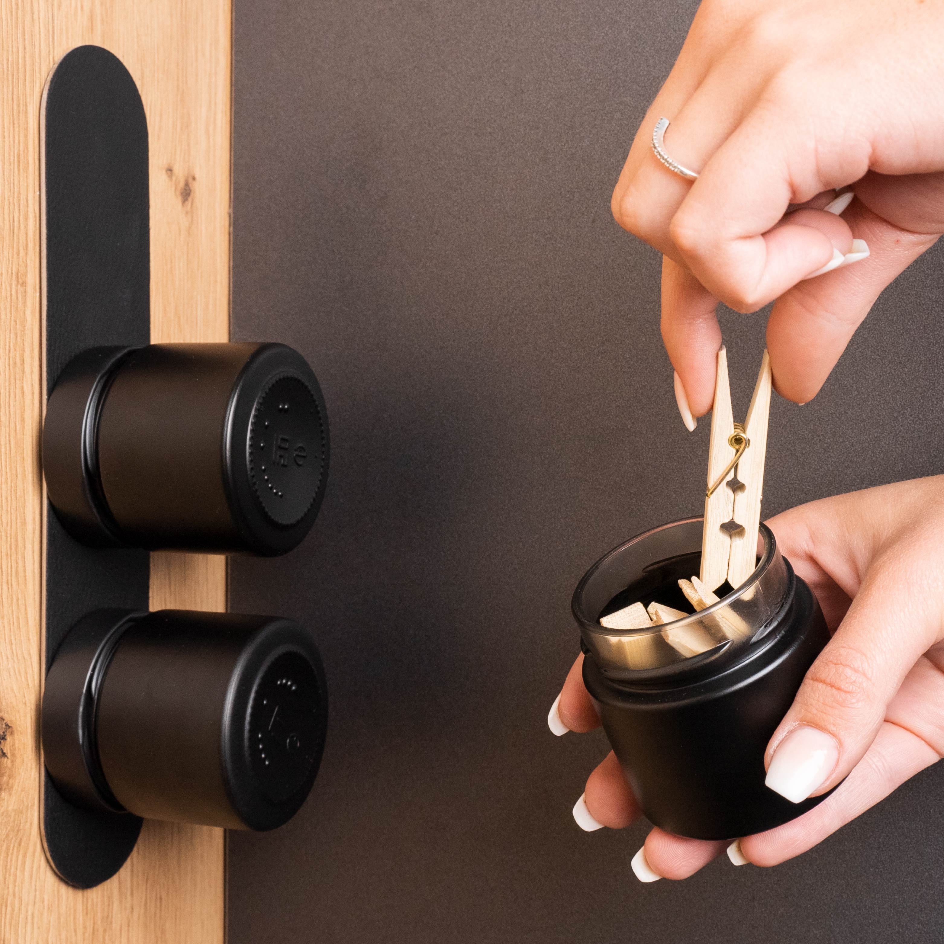 Magnetic delicatessen jars ALL BLACK 125 ml incl. BLACK strip - Silwy UK