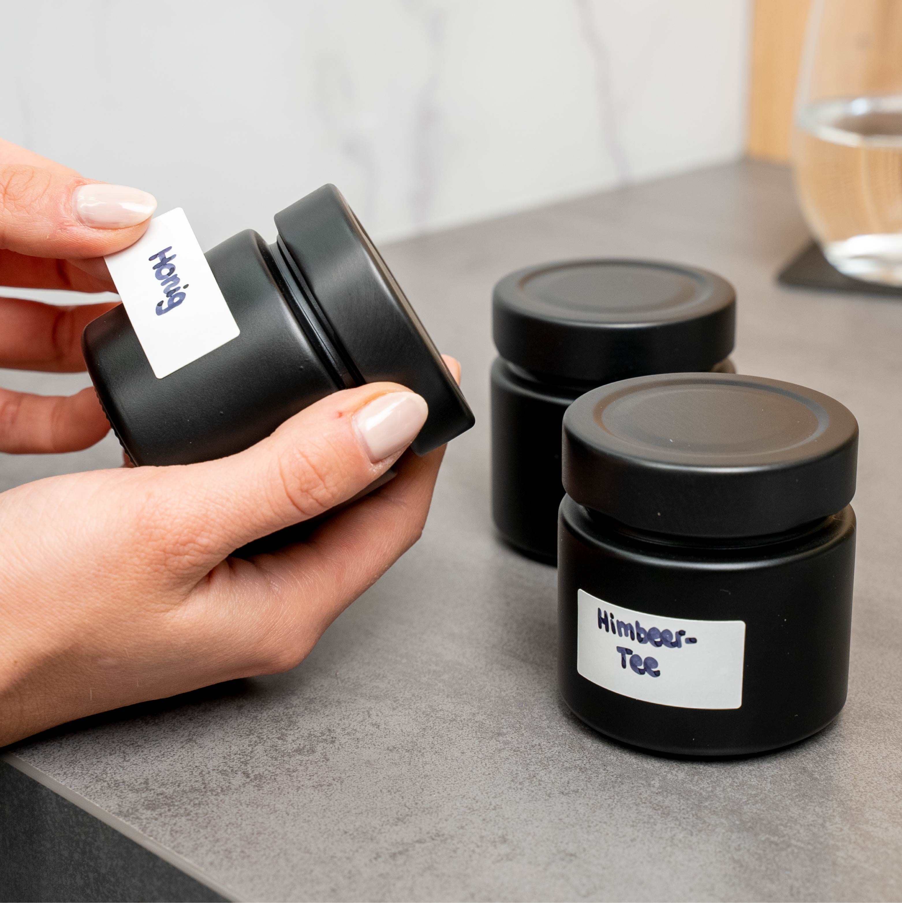 Magnetic delicatessen jars ALL BLACK 125 ml incl. BLACK strip - Silwy UK