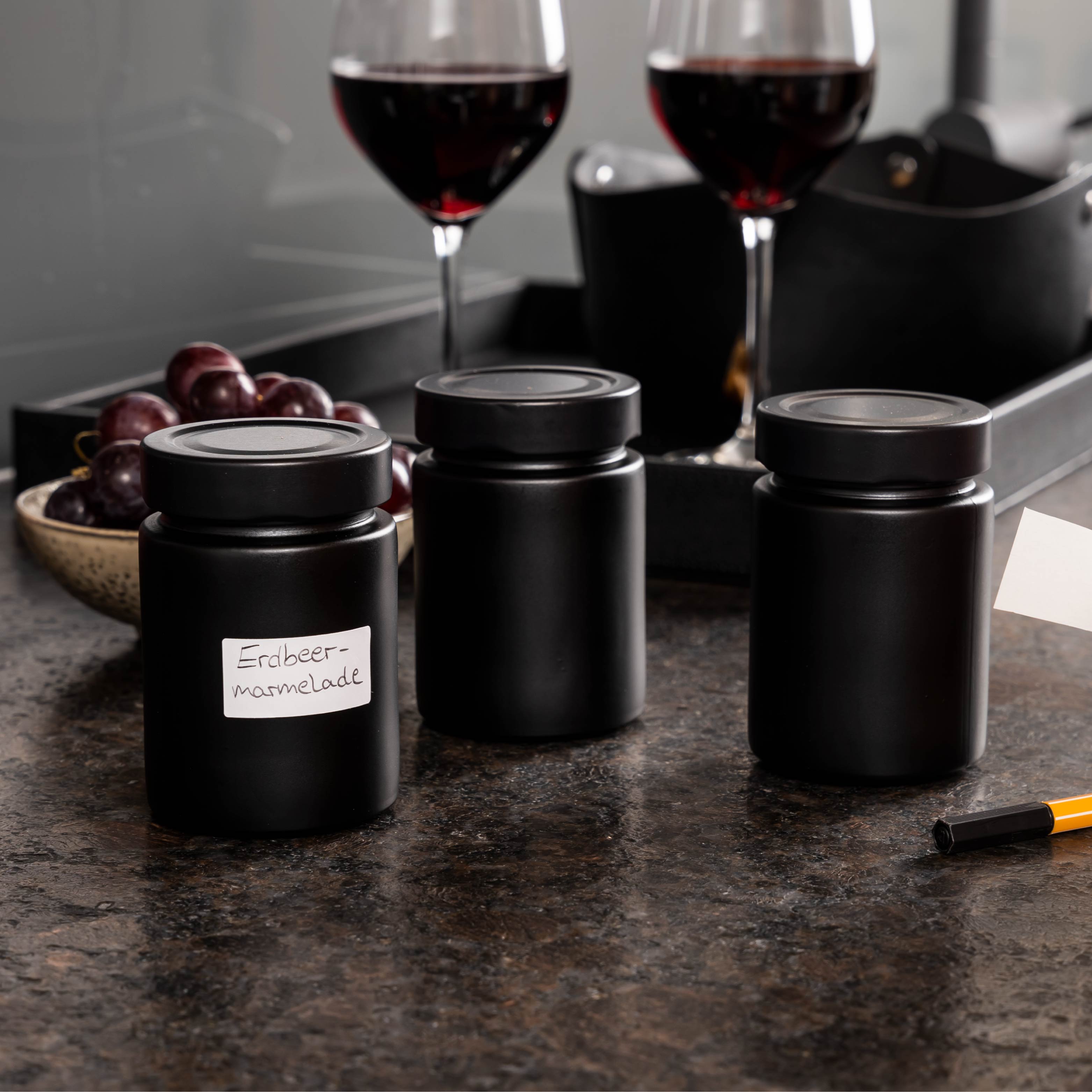 Magnetic delicatessen jars ALL BLACK 192 ml incl. strip BLACK - Silwy UK