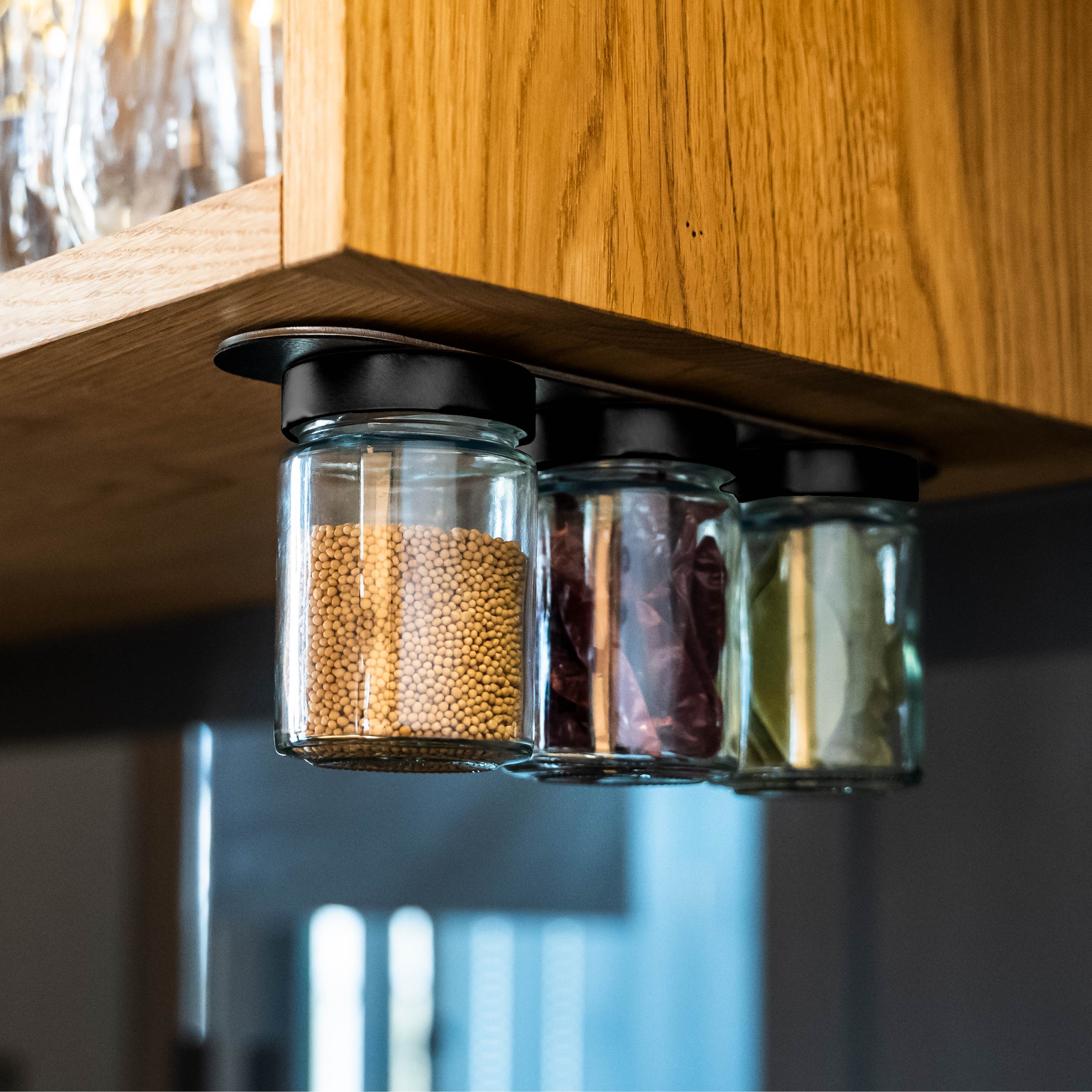 Magnetic delicatessen jars BLACK & CLASSY 192 ml incl. strip BLACK - Silwy UK