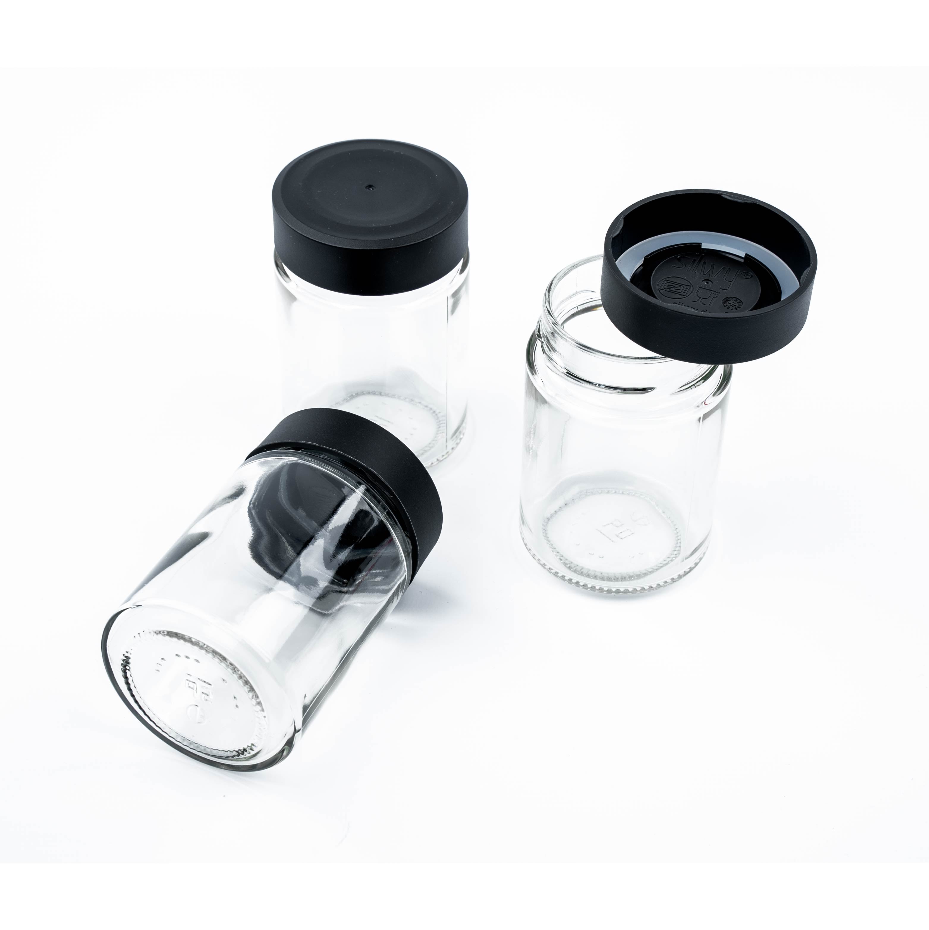 Magnetic delicatessen jars BLACK & CLASSY 192 ml incl. strip BLACK - Silwy UK