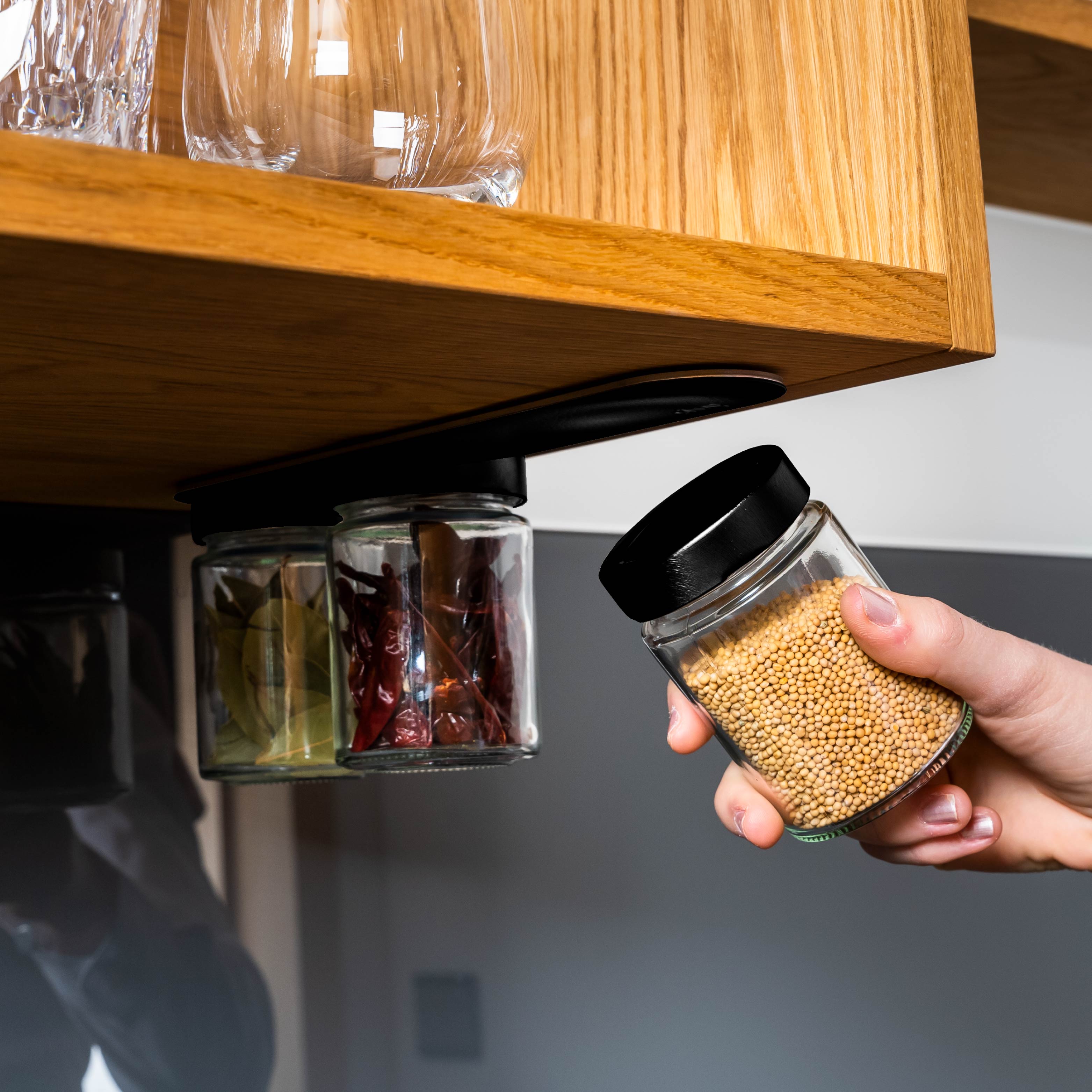 Magnetic delicatessen jars BLACK & CLASSY 192 ml incl. strip BLACK - Silwy UK