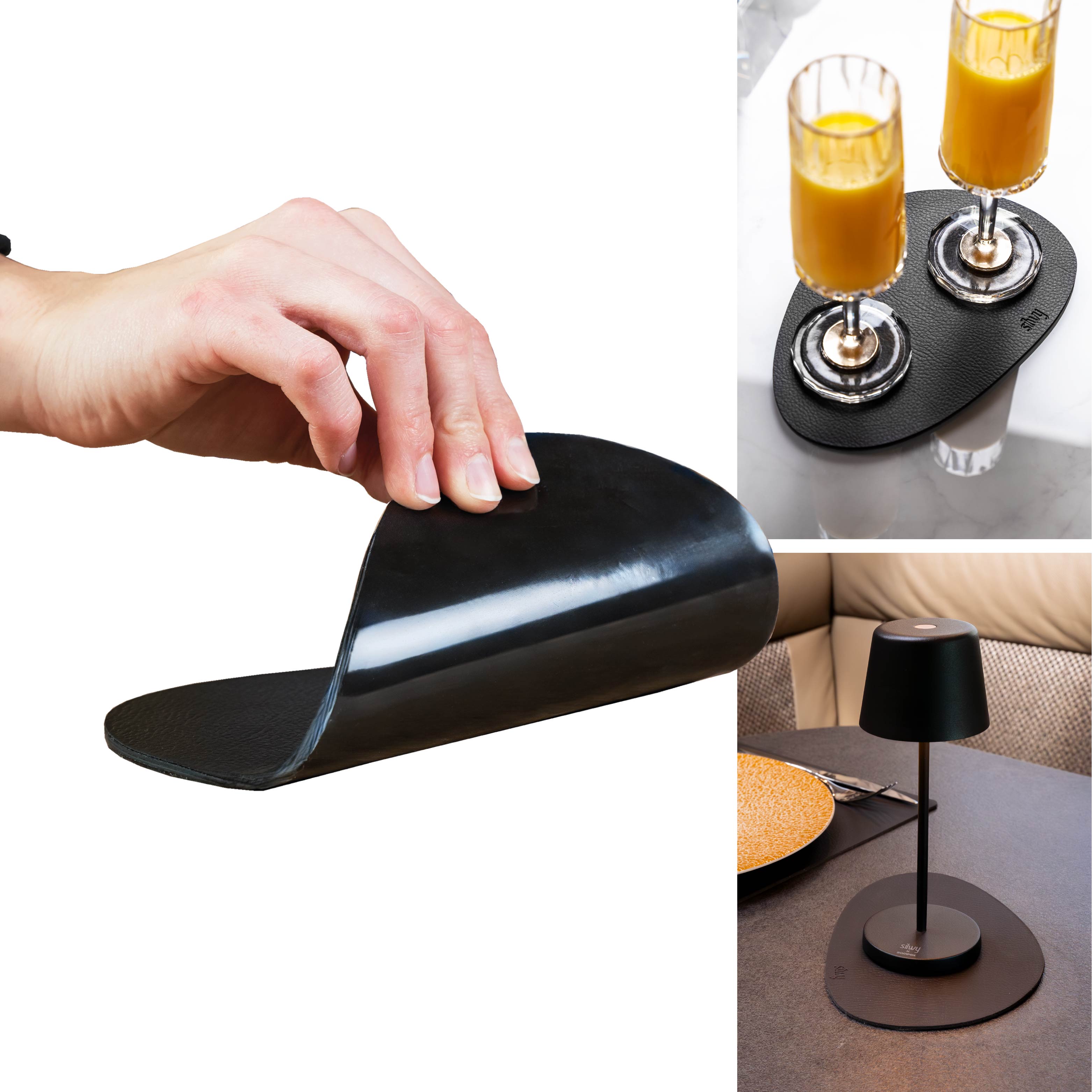 Metal nano gel placemat SMALL BLACK - Silwy UK