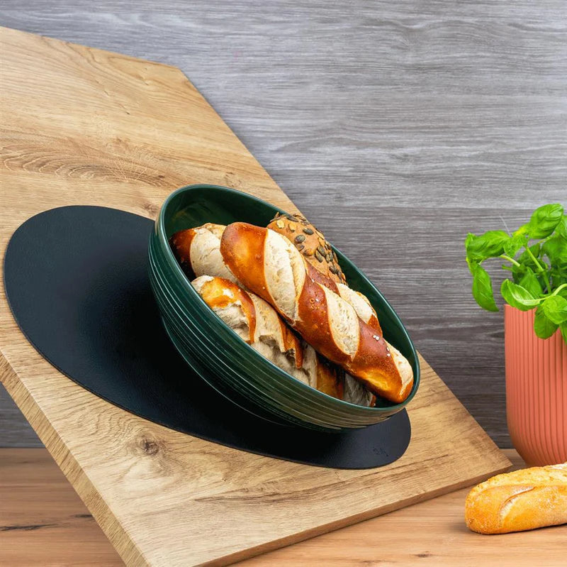 Magnetic porcelain food bowl FOREST GREEN ⌀ 25 cm & placemat bundle