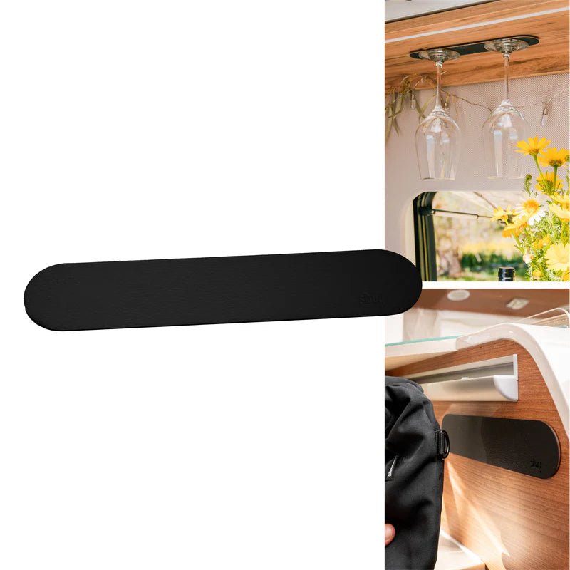 Magnetic Crystal Glass Wine BORDEAUX and Black Metal 25cm long Strip Set - Silwy UK