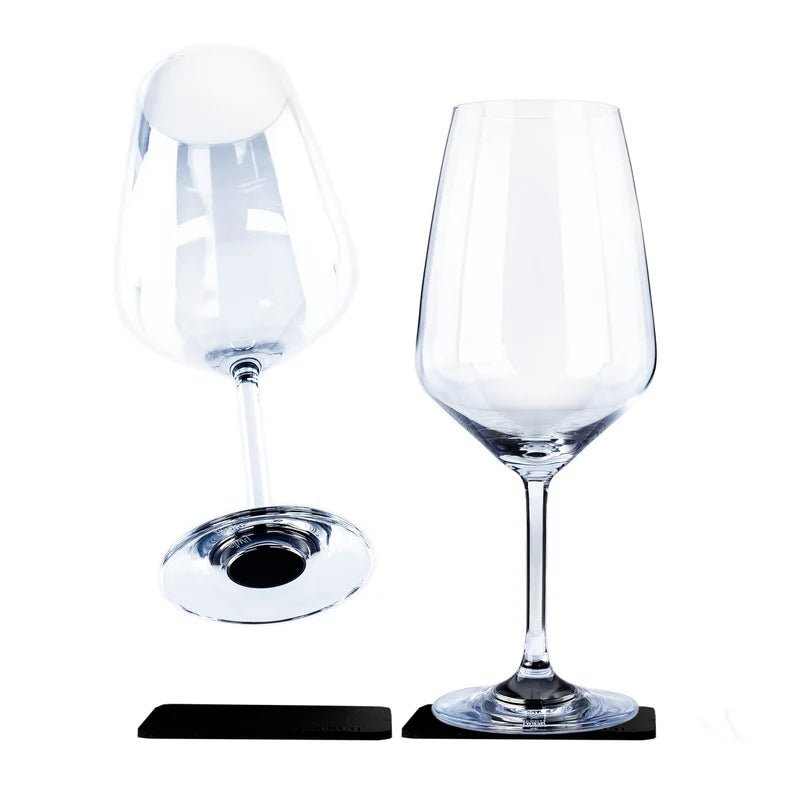 Magnetic Crystal Glass Wine BORDEAUX and Black Metal 25cm long Strip Set - Silwy UK