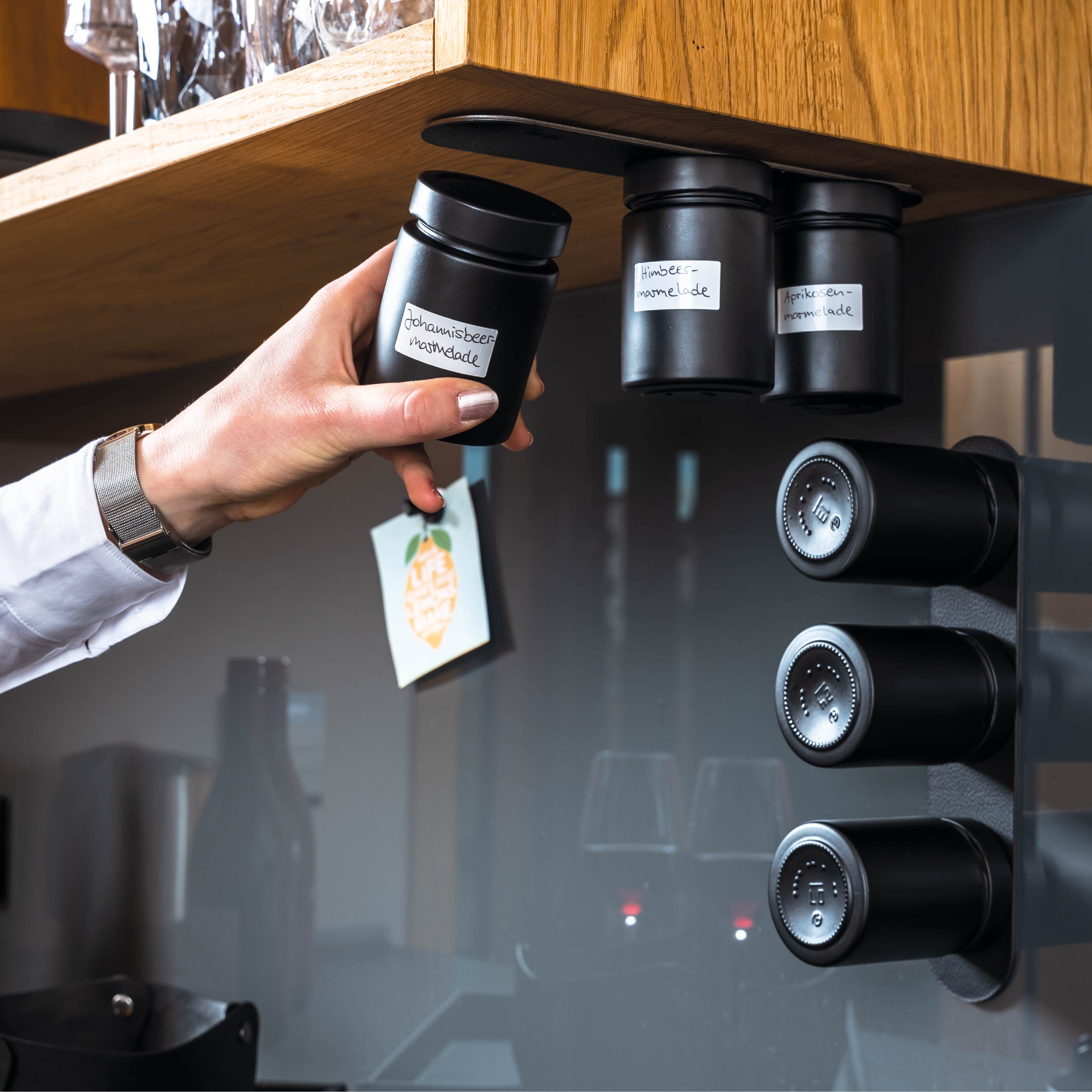 Magnetic delicatessen jars ALL BLACK 192 ml incl. strip BLACK - Silwy UK