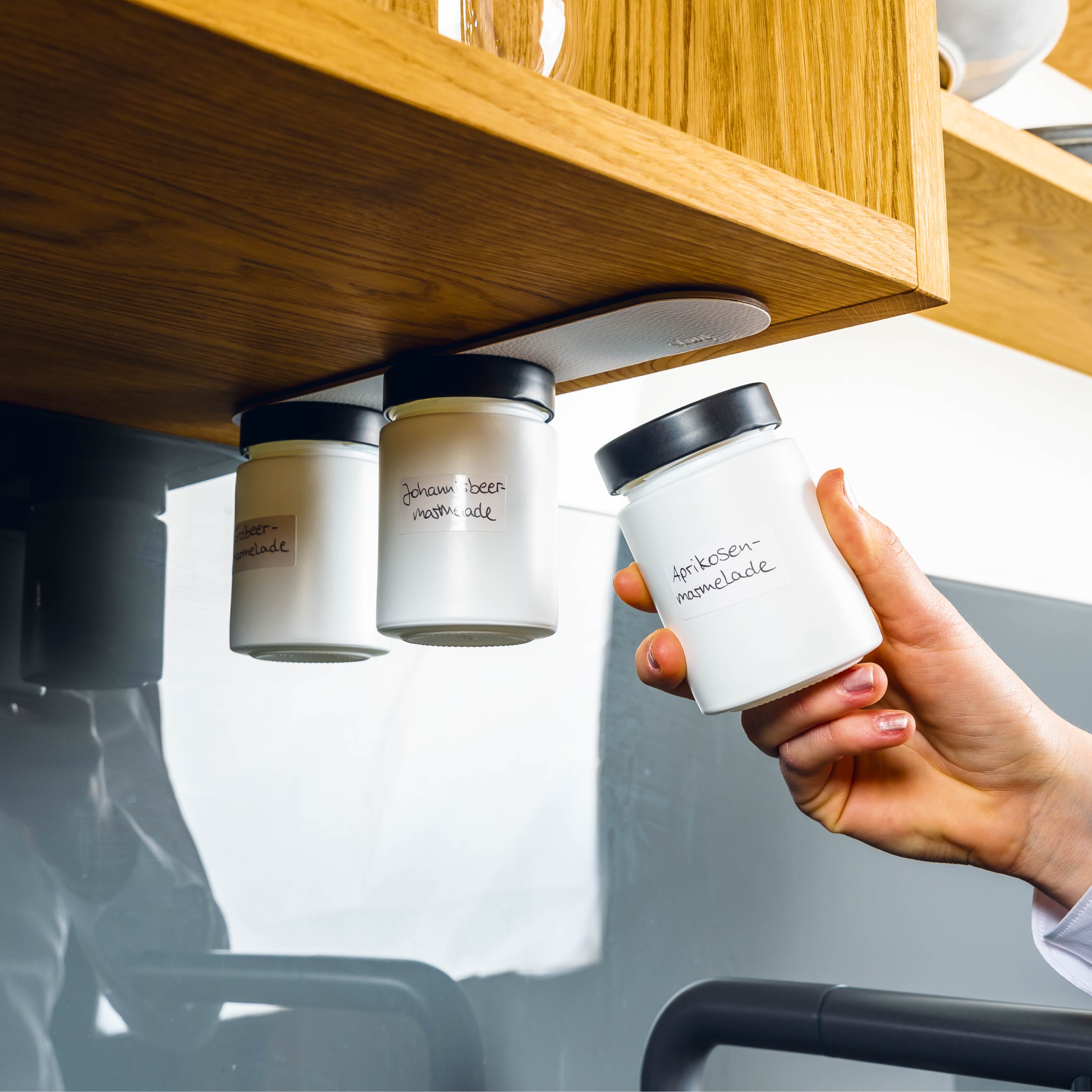 Magnetic delicatessen jars ALL WHITE 192 ml incl. strip WHITE - Silwy UK