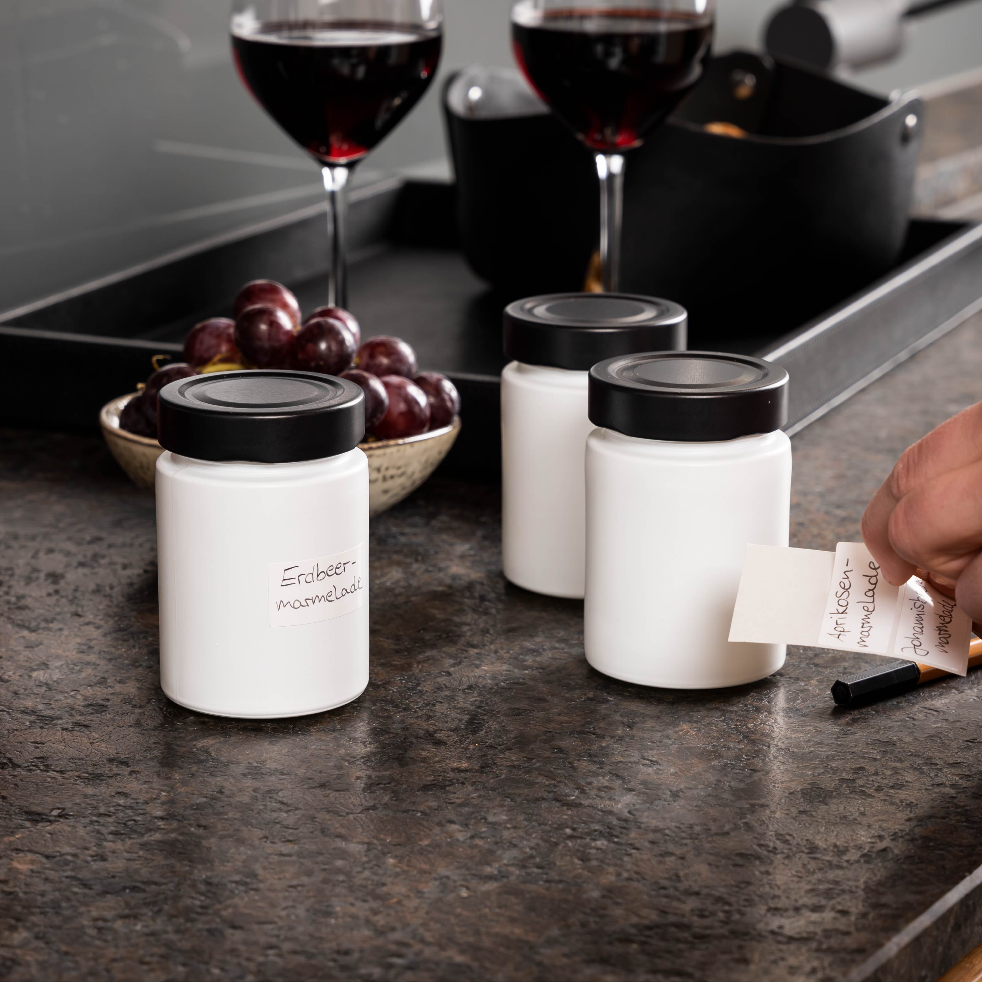 Magnetic delicatessen jars ALL WHITE 192 ml incl. strip WHITE - Silwy UK