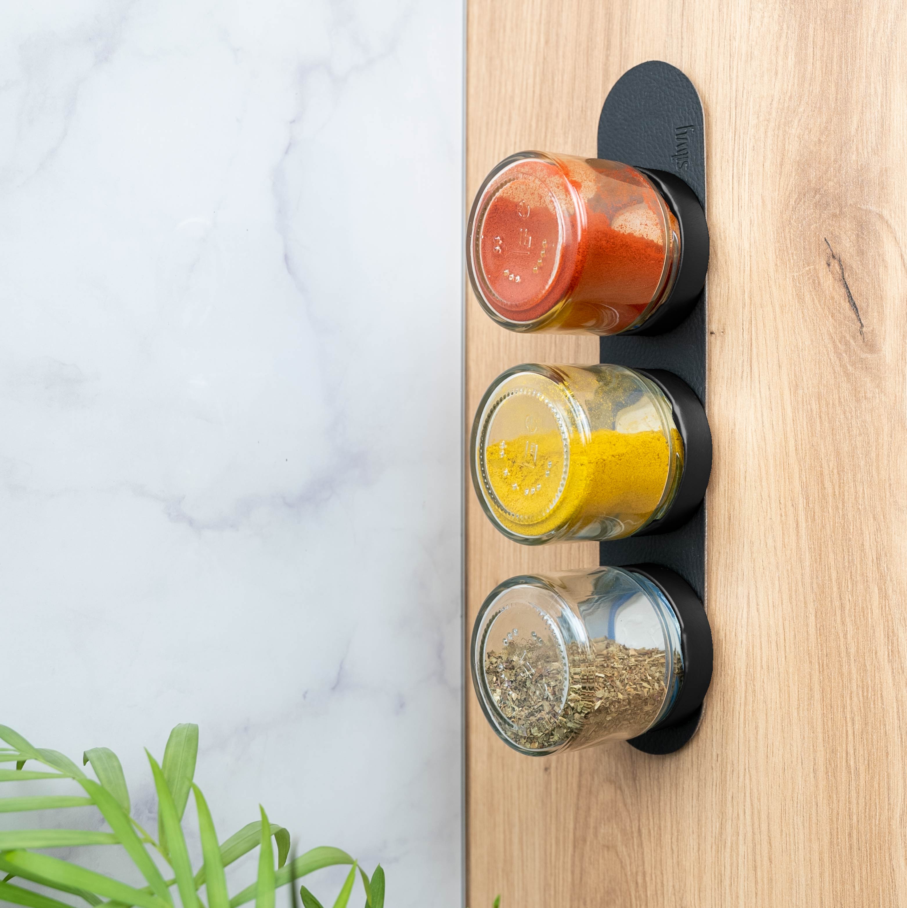 Magnetic delicatessen jars BLACK & CLASSY 125 ml incl. rail BLACK - Silwy UK