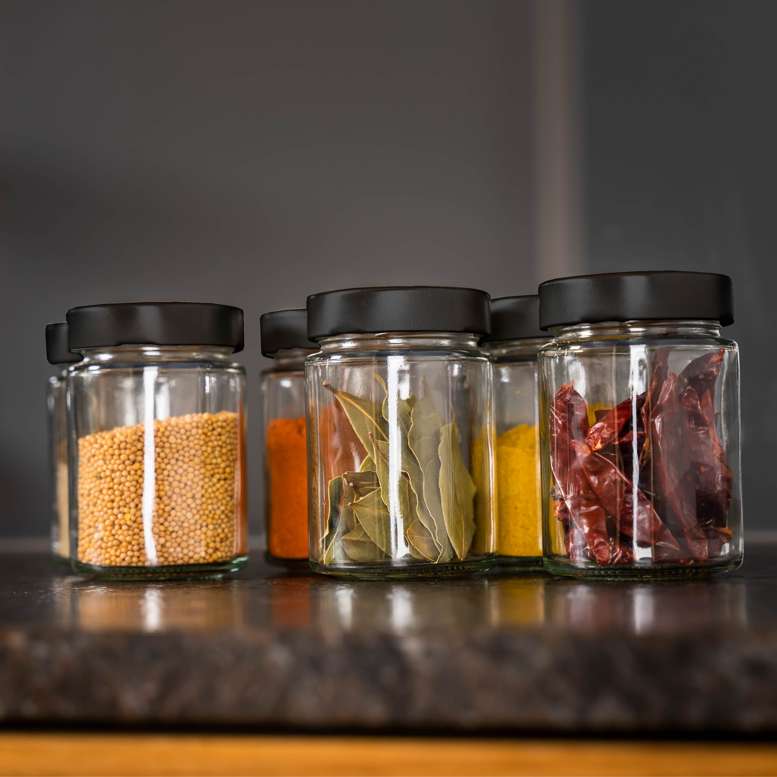 Magnetic delicatessen jars BLACK & CLASSY 192 ml incl. strip BLACK - Silwy UK