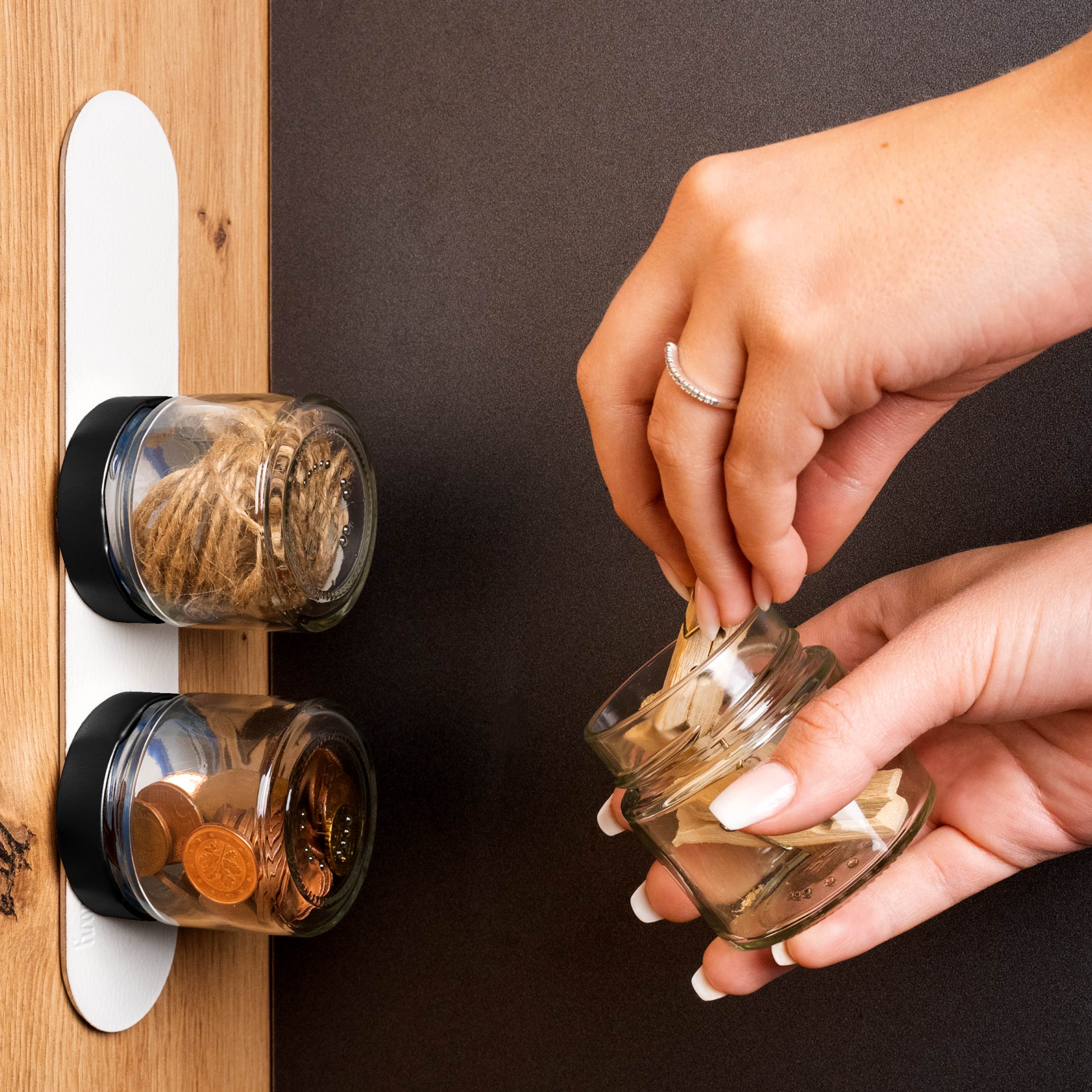 Magnetic delicatessen jars WHITE & CLASSY 125 ml incl. strip WHITE - Silwy UK