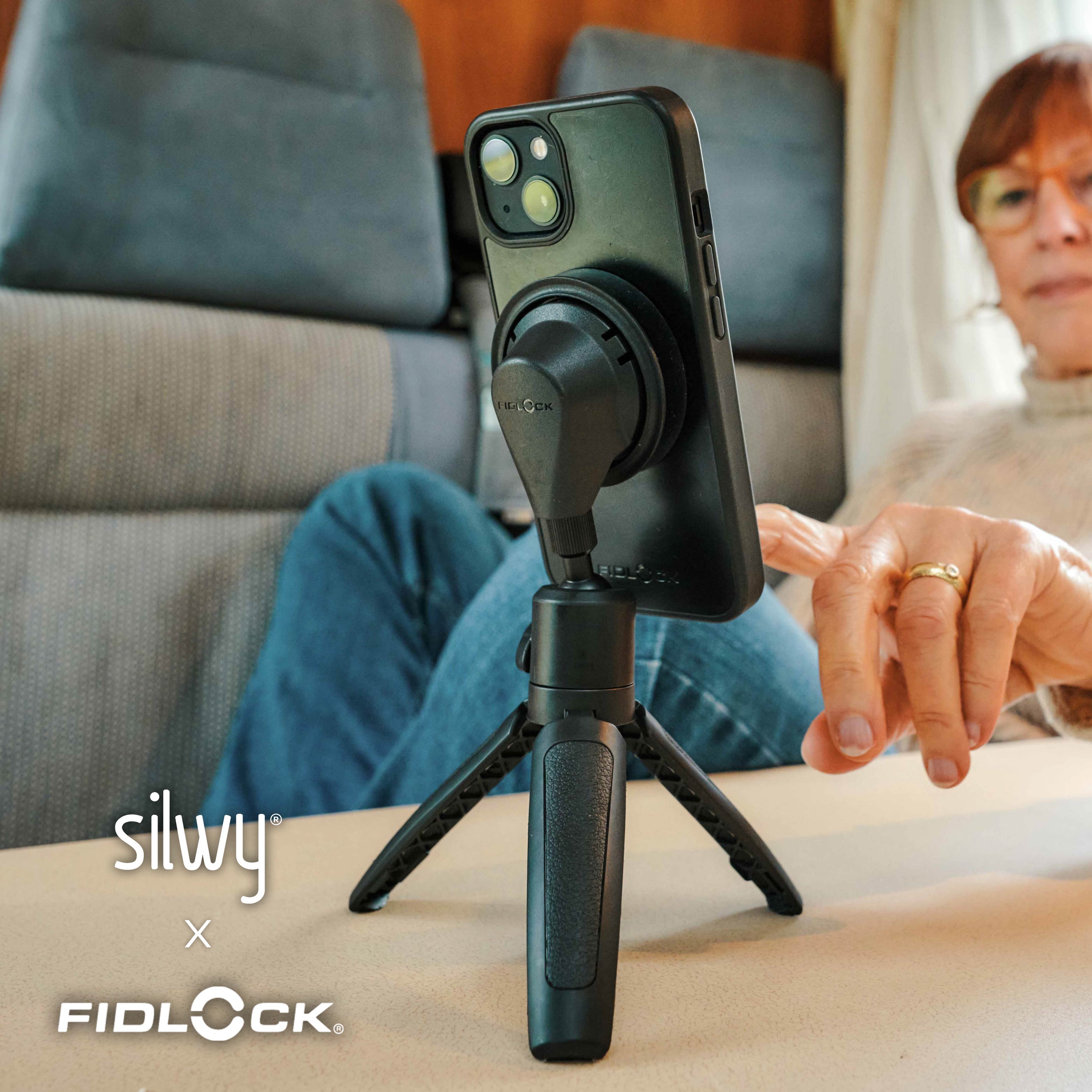 Magnetic mobile phone holder FIDLOCK VACUUM mini tripod base - Silwy UK