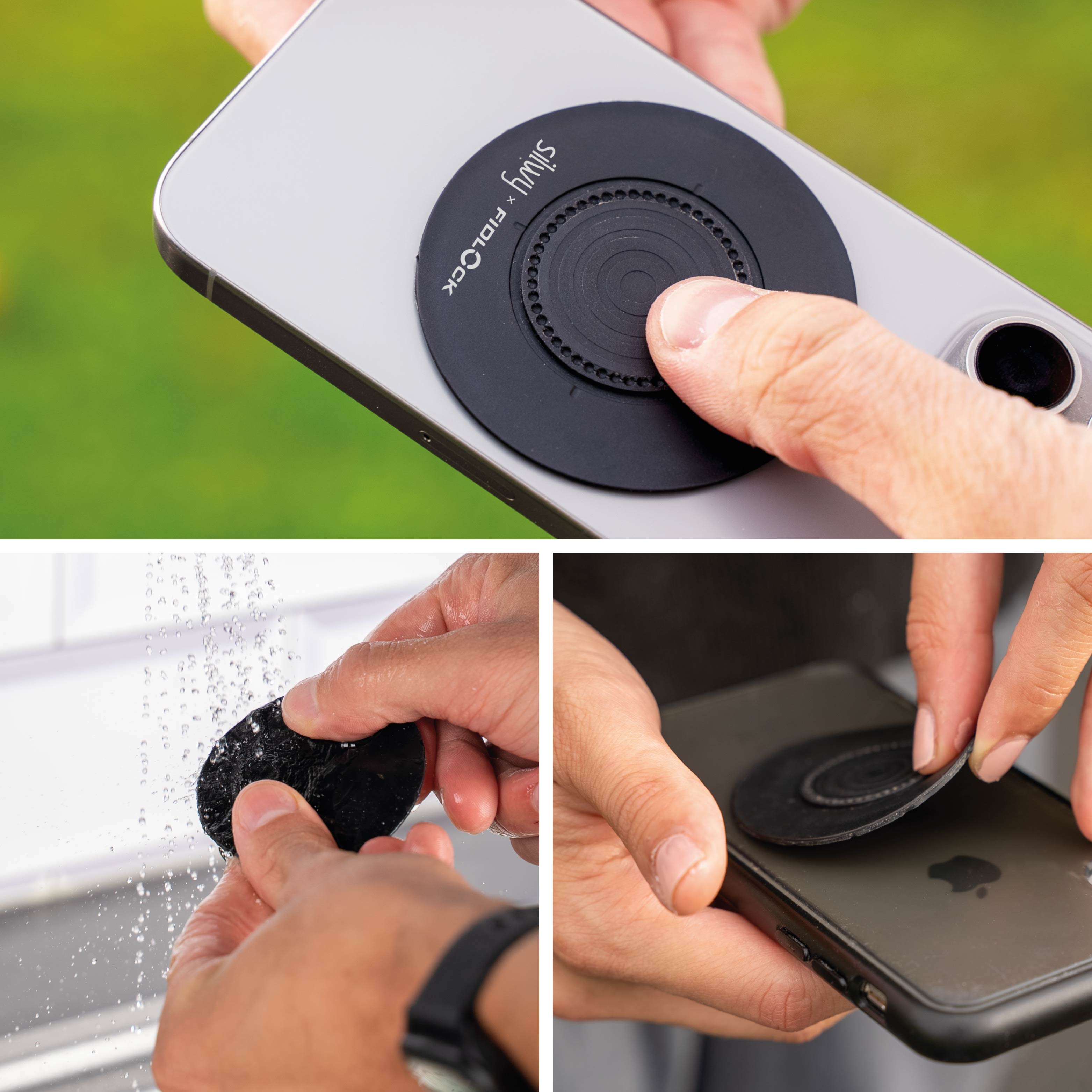 Magnetic VACUUM mobile phone holder UNIVERSAL for car ventilation grilles incl. magnetic VACUUM patch - Silwy UK
