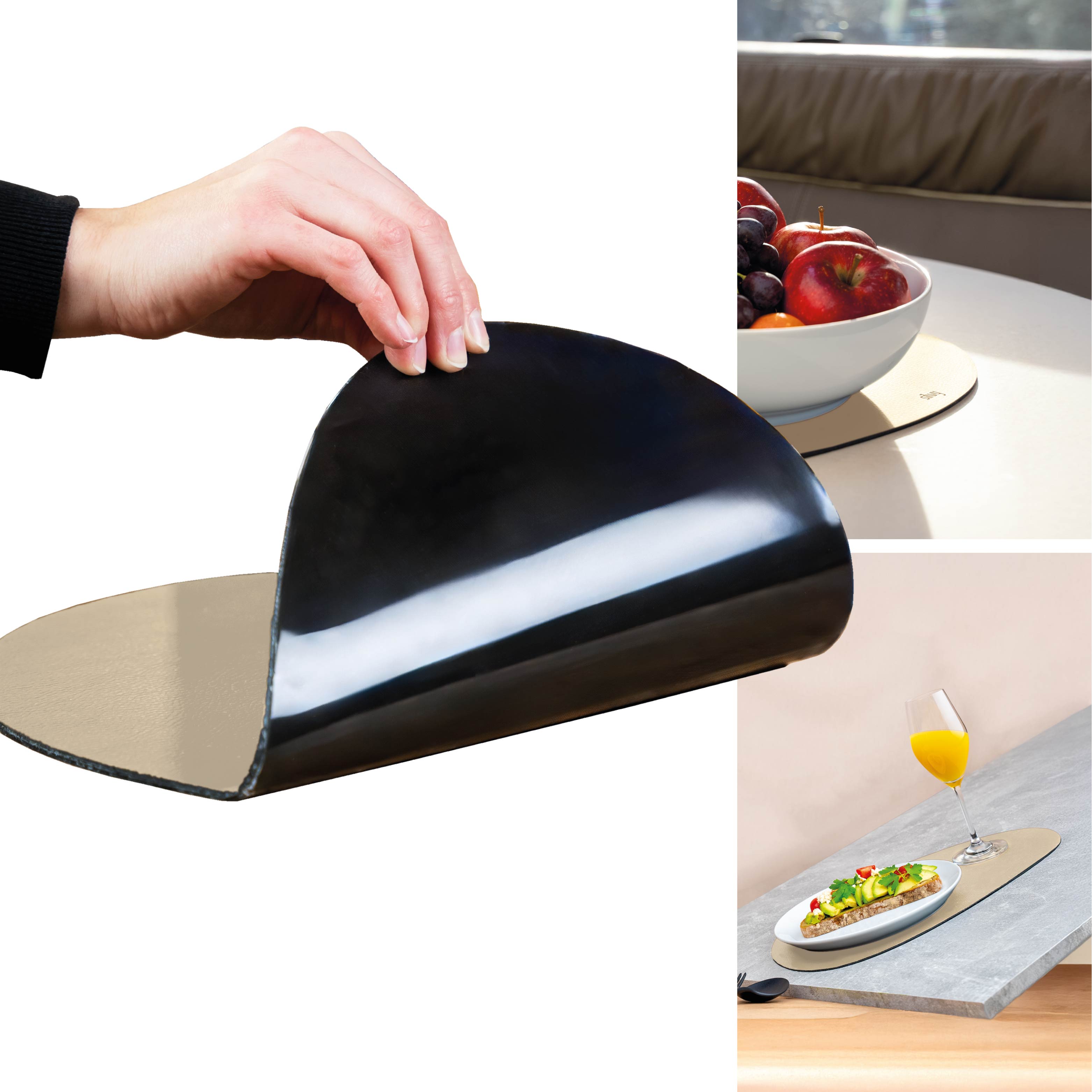Metal Nano Gel Placemat LARGE BEIGE - Silwy UK