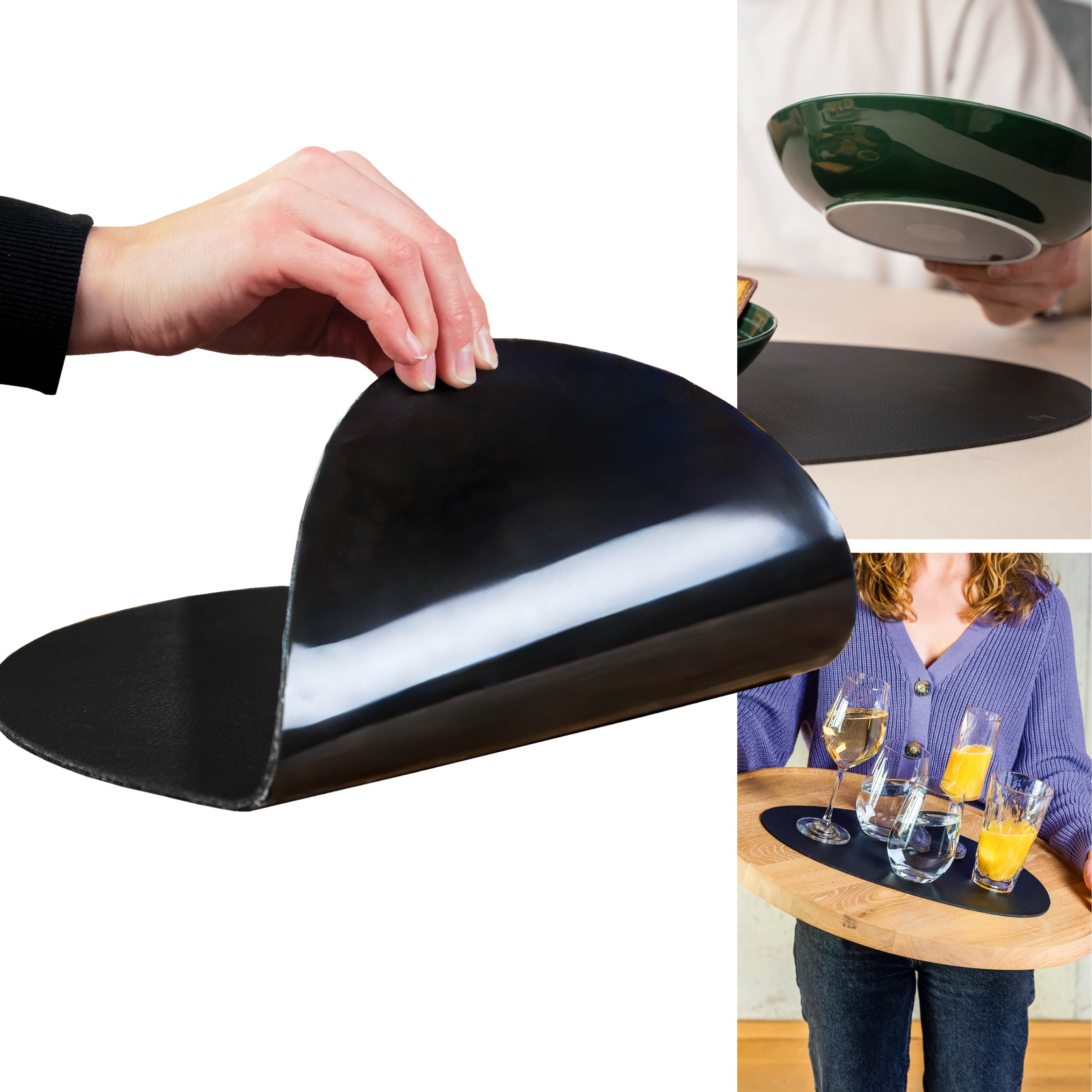 Metal nano gel placemat LARGE BLACK - Silwy UK
